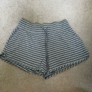 Grey and white striped athletic shorts